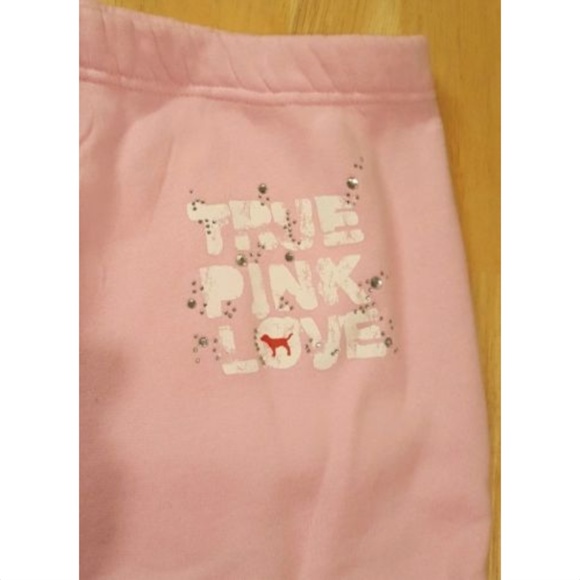 VS PINK Sz Small BLING SWEATPANTS True Pink Love Victoria's Secret Vintage - Picture 2 of 4